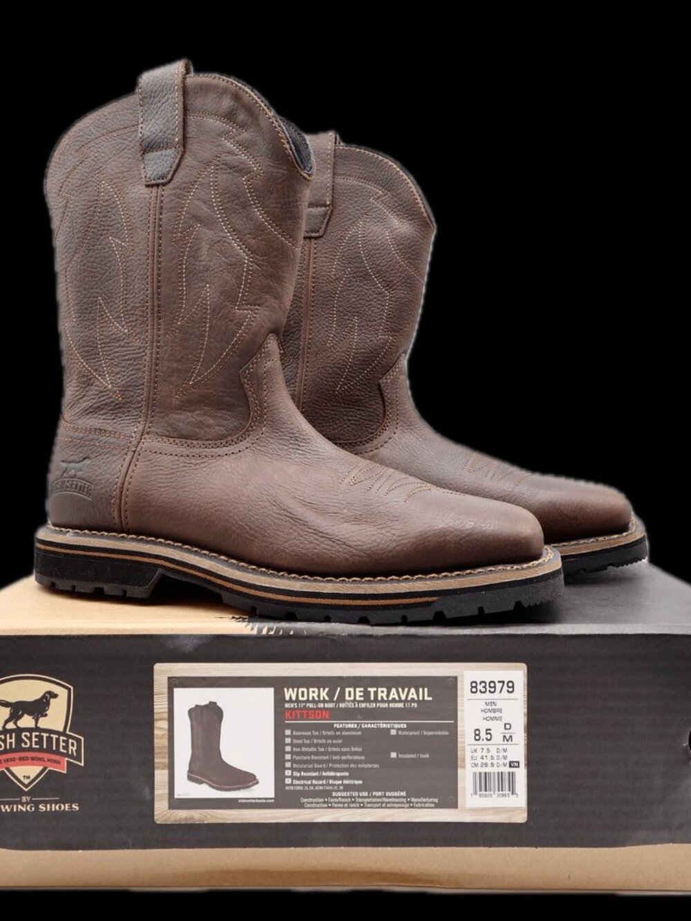 Irish Setter Red Wing Mens 8.5 D Kittson Leather Soft Toe Work Boots NIB 83979